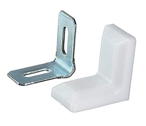 Mcredy 90 Degrees L Shape Metal Corner Brackets with White Plastic Cover Right Angle Corner Brace Joint for Shelf Furniture Cabinet 1.1x1.1x0.8 Plastic Shelf Corner Brace,Pack of 20 - Image 4